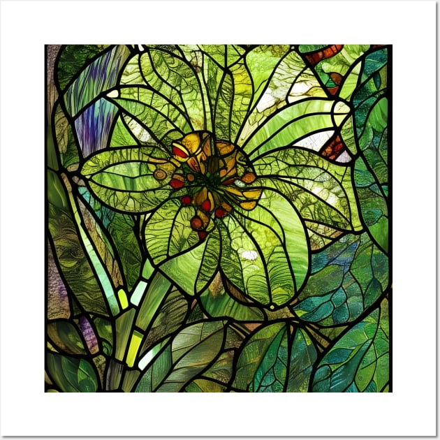 Stained Glass Green Flower Wall Art by Chance Two Designs